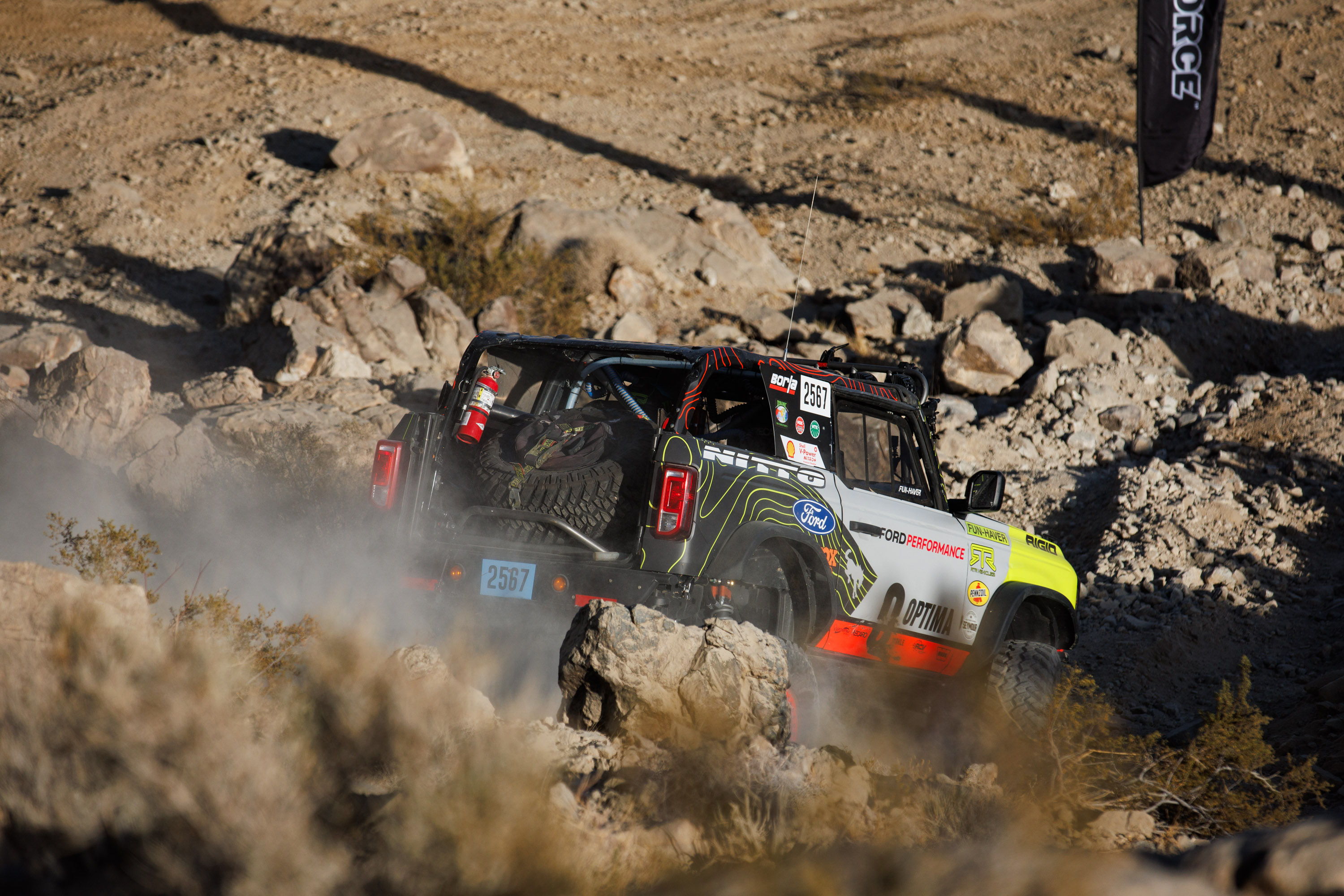 Ford Performance continued its success at the 2025 King of the Hammers as the Bronco 4600 race truck once again swept the podium in the 4600 Stock Class of the Every Man Challenge. 